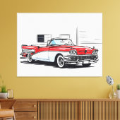 Retro Classic Convertible Side Pop Art キャンバスプリント (インサイチュ (リビング))