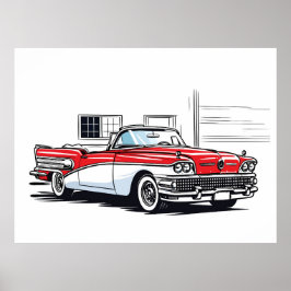 Retro Classic Convertible Side Pop Art ポスター