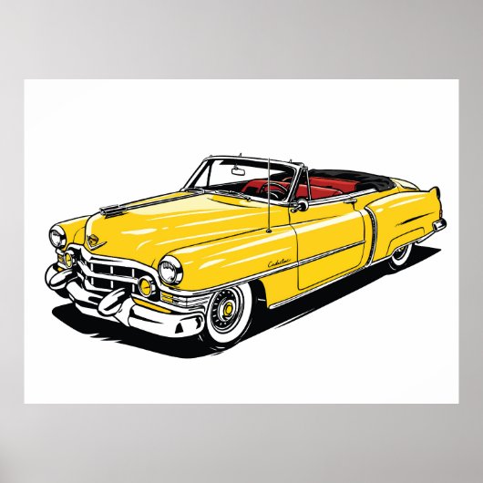 Retro Classic Convertible Side PopArt ポスター (正面)