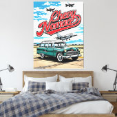 Retro Classic Wagon Sky Pop Art Illustration Print キャンバスプリント (インサイチュ (寝室))
