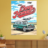 Retro Classic Wagon Sky Pop Art Illustration Print キャンバスプリント (インサイチュ (リビング))