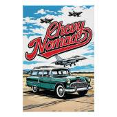 Retro Classic Wagon Sky Pop Art Illustration Print ポスター (正面)