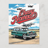 Retro Classic Wagon Sky Pop Art Illustration Print ポストカード (正面)
