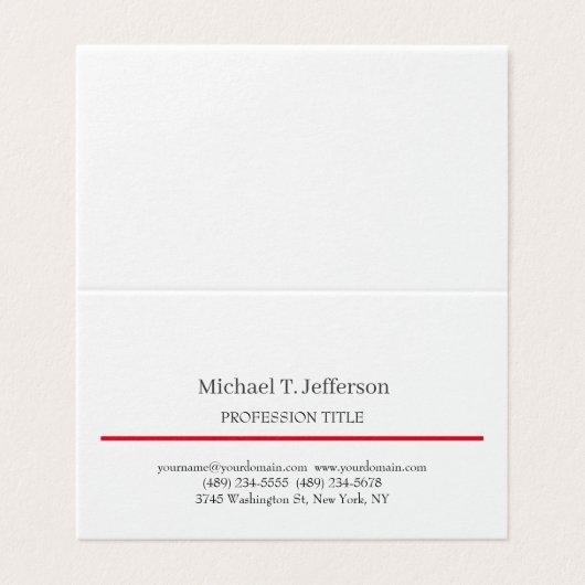 Retro Classical Elegant Plain Simple White 名刺 (外部フラット)