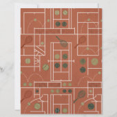 Retro Clay Court Tennis Geometric Scrapbook Paper (裏面)