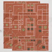 Retro Clay Court Tennis Geometric Scrapbook Paper (正面/裏面)
