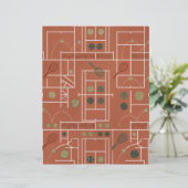 Retro Clay Court Tennis Geometric Scrapbook Paper (スタンド正面)