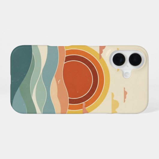 Retro Cloudy Sun iPhone 16ケース (裏面横)
