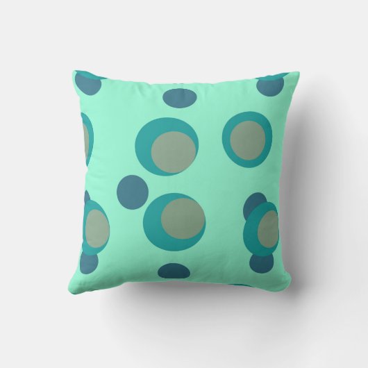 Retro Coastal Eclipse, Teal, Taupe, Navy on Mint  クッション (裏面)