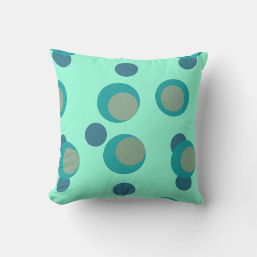 Retro Coastal Eclipse, Teal, Taupe, Navy on Mint  クッション (正面)