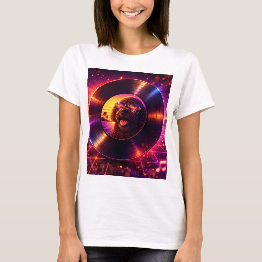 Retro Cockapoo Vinyl Record T Shirt 80s Music Tシャツ (正面)