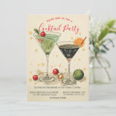 Retro Cocktails Stars Green Christmas  招待状 (スタンド正面)