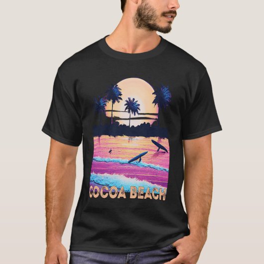 Retro Cocoa Beach Florida Souvenir Surf Tシャツ (正面)