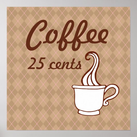 Retro Coffee Art Poster Print ポスター (正面)