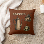 Retro Coffee Cafe Pattern クッション (ブランケット)