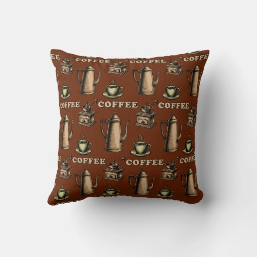 Retro Coffee Cafe Pattern クッション (裏面)