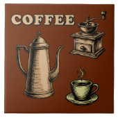 Retro Coffee Cafe Pattern タイル (正面)