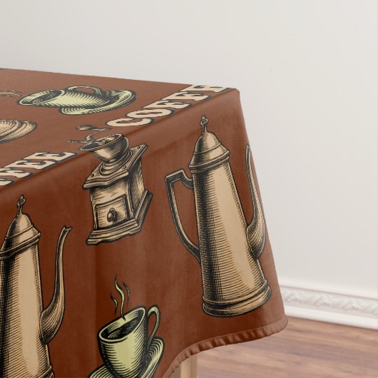 Retro Coffee Cafe Pattern テーブルクロス (インサイチュ)