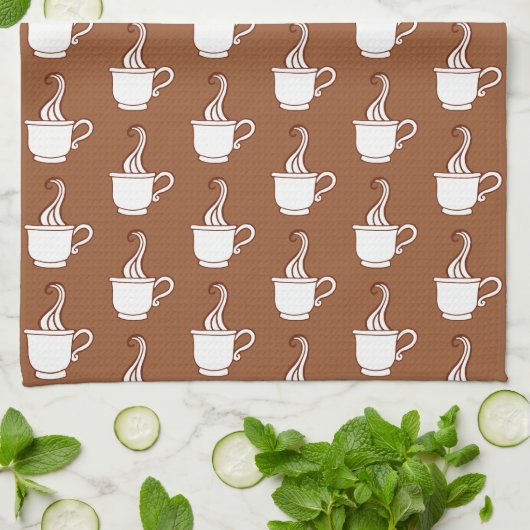 Retro Coffee Cups Kitchen Towel キッチンタオル (折り畳み)