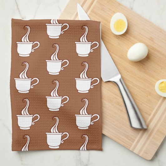 Retro Coffee Cups Kitchen Towel キッチンタオル (四つ折り)