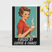 RETRO COFFEE HOUSEWIFE BLANK Greeting Card カード (黄色い花)