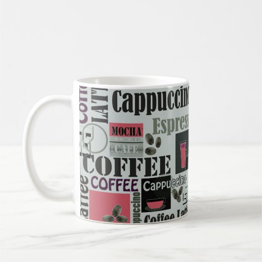 retro coffee kitchen pattern for espresso latte  コーヒーマグカップ (左)