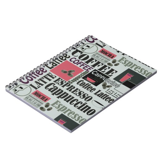 retro coffee kitchen pattern for espresso latte  ノートブック (左側)