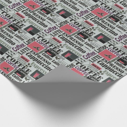 retro coffee kitchen pattern for espresso latte  ラッピングペーパー (角)