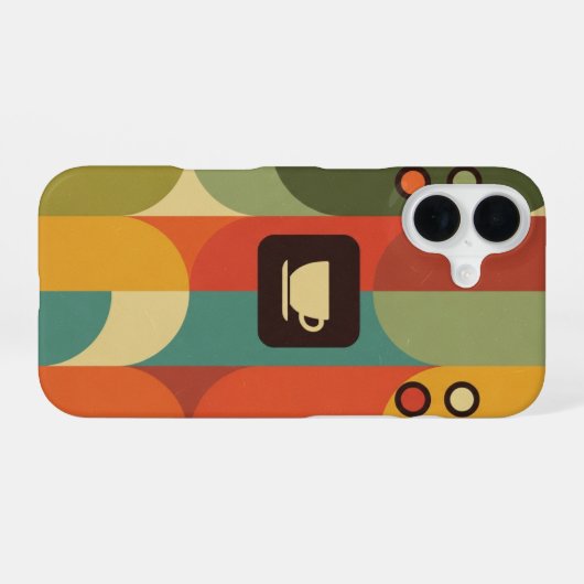 Retro Coffee Machine Panel iPhone 16ケース (裏面横)