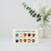Retro Coffee Shop Rewards Loyalty Punch Card 名刺 (スタンド正面)