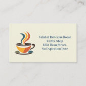 Retro Coffee Shop Rewards Loyalty Punch Card 名刺 (裏面)