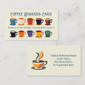 Retro Coffee Shop Rewards Loyalty Punch Card 名刺 (正面/裏面)