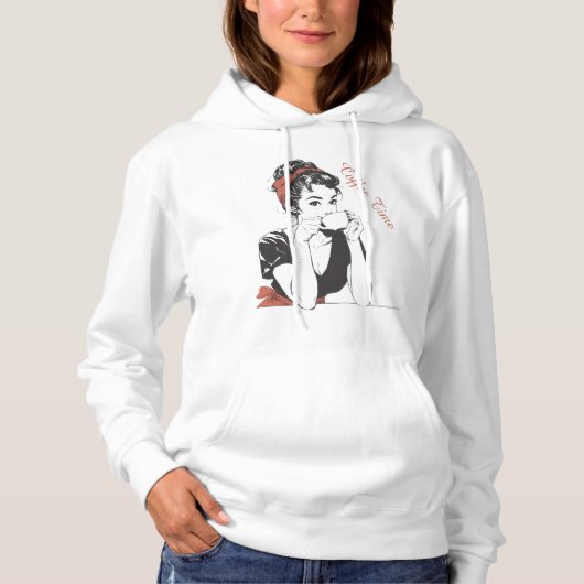 Retro Coffee time Pinup drinking coffee design パーカ (正面)