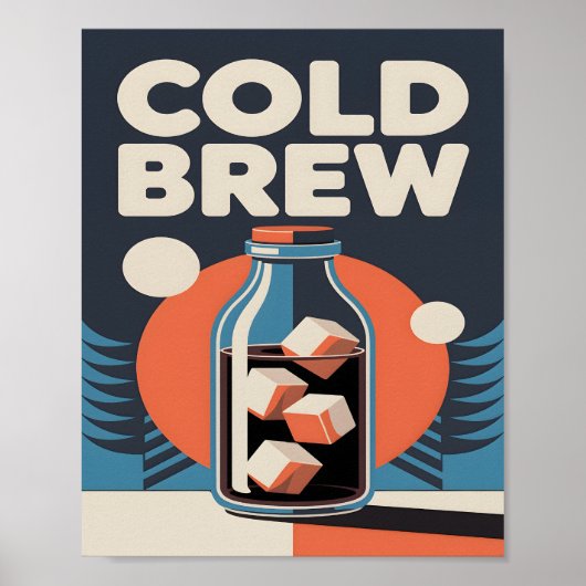 Retro Cold Brew Coffee Mid Century Modern Kitchen ポスター (正面)