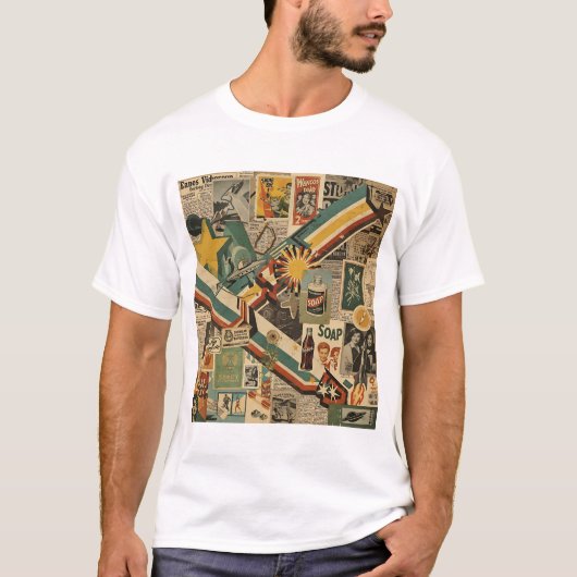Retro Collage Surrealism Art Aesthetic Vintage Shi Tシャツ (正面)