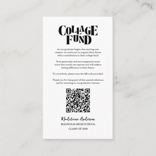 Retro College Fund Graduation Black Checkerboard エンクロージャーカード (正面)
