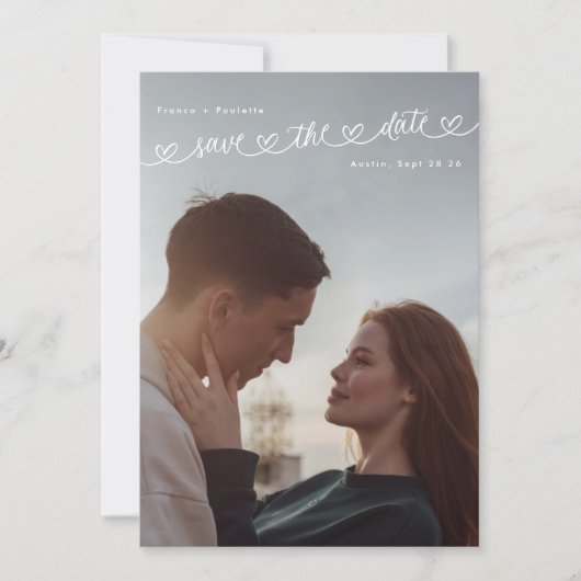 Retro College Sweethearts Photo Wedding セーブザデート (正面)