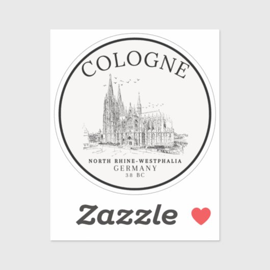 Retro Cologne Cathedral Germany Panorama シール (シート)
