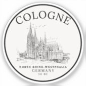 Retro Cologne Cathedral Germany Panorama シール (正面)