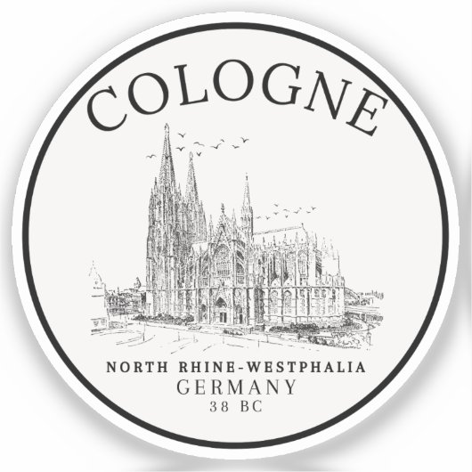 Retro Cologne Cathedral Germany Panorama シール (正面)