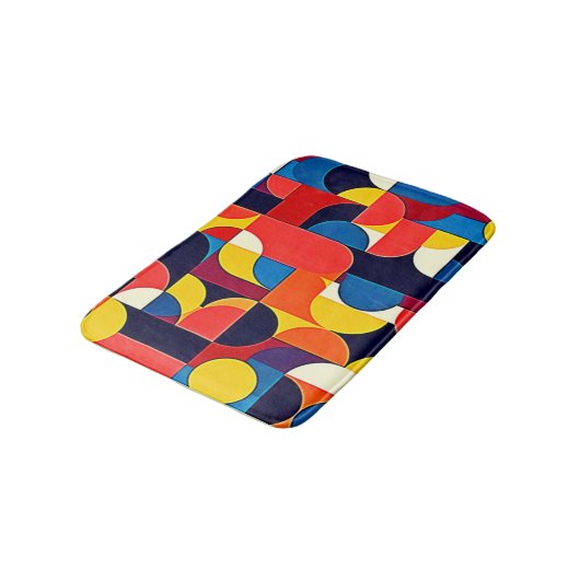 Retro Color Block Geometry Art バスマット (アングル)