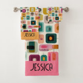 RETRO Color Blocks Mid Century Geometric Name バスタオルセット (インサイチュ)