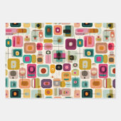 RETRO Color Blocks Mid Century Geometric Pattern ラッピングペーパーシート (正面)