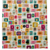RETRO Color Blocks Mid Century Modern Geometric  シャワーカーテン (正面)