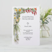 Retro Color Botanical Floral Border Wedding 招待状 (スタンド正面)