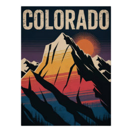 Retro Colorado Travel Poster - Vintage Mountain ポスター