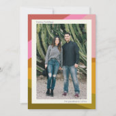 Retro Colorblock Modern Couple Photo Christmas シーズンカード (正面)