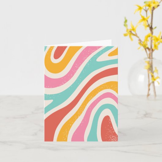 Retro Colorful abstract seamless pattern  カード (黄色い花)