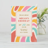 Retro Colorful abstract seamless pattern birthday 招待状 (スタンド正面)