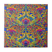 Retro Colorful Art Nouveau Pattern タイル (正面)